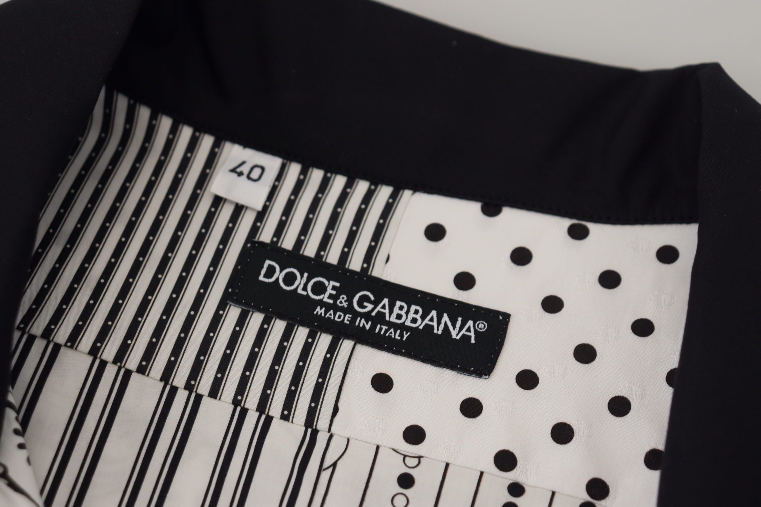 Dolce &amp; Gabbana White Black Patterned Button Down Shirt