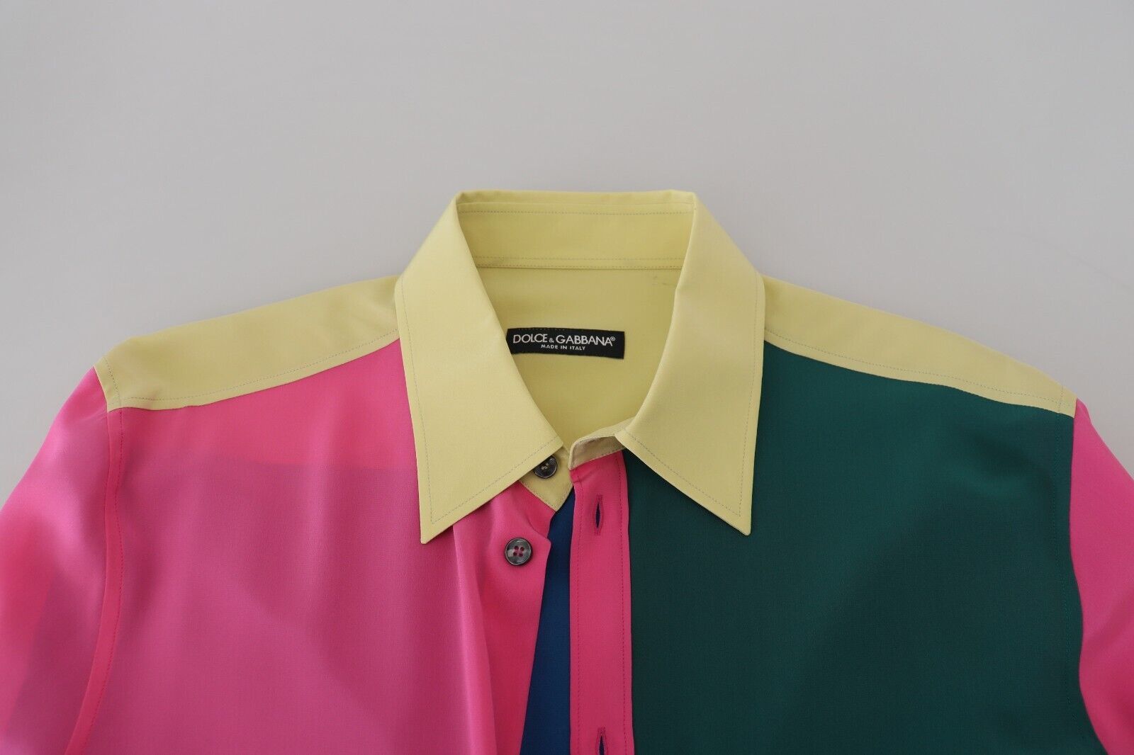 Dolce &amp; Gabbana Multicolor Patchwork Silk Button Down Shirt