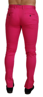 Dolce & Gabbana Pink Zipper Buckle Waist Trousers Pants