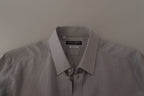 Dolce &amp; Gabbana Gray Linen Long Sleeves Formal GOLD Shirt