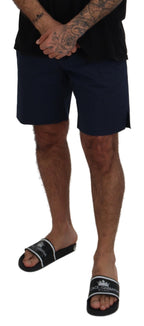 Dolce &amp; Gabbana Blue Chinos Cotton Stretch Casual Shorts