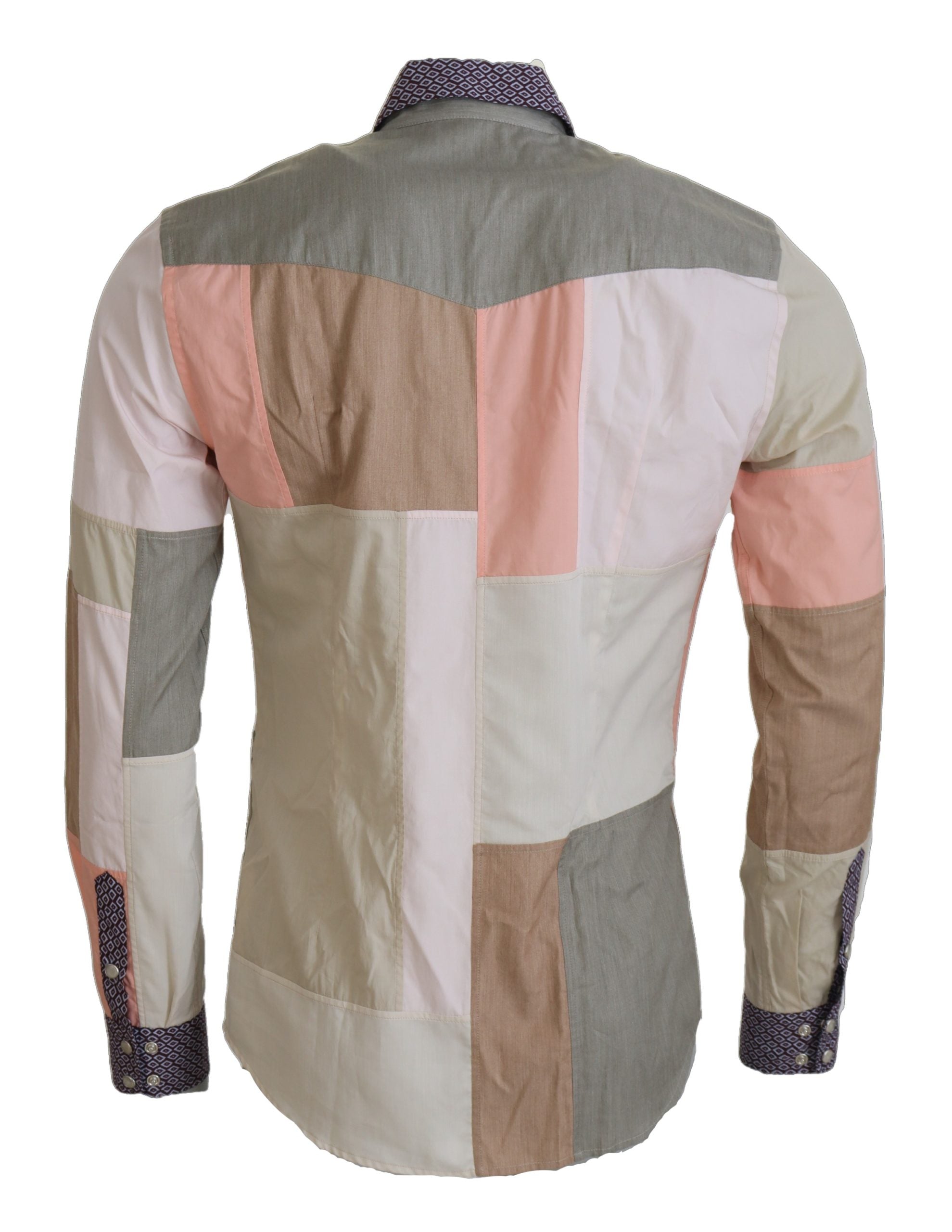 Dolce &amp; Gabbana Multicolor Cotton Patchwork Slim Shirt