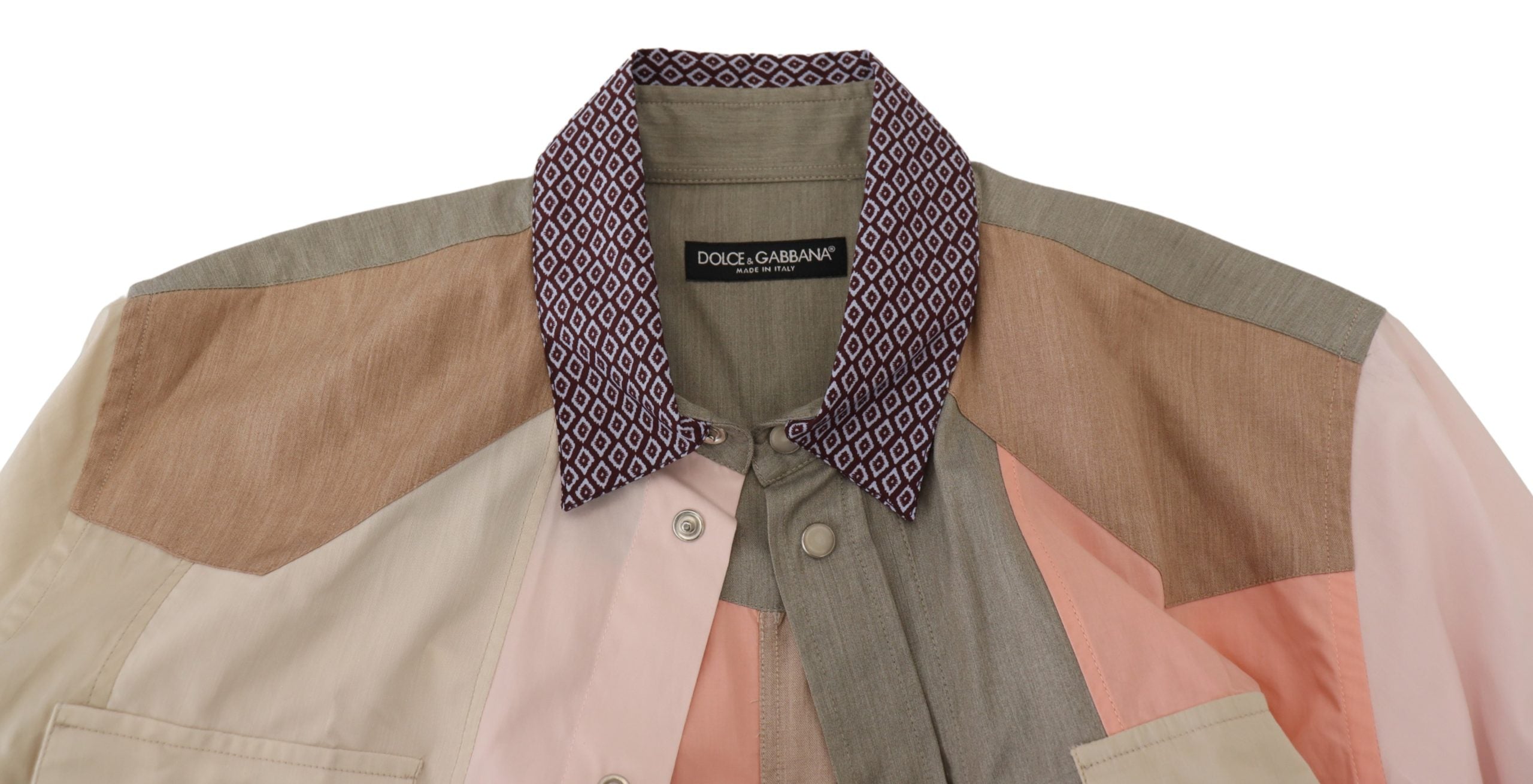 Dolce &amp; Gabbana Multicolor Cotton Patchwork Slim Shirt