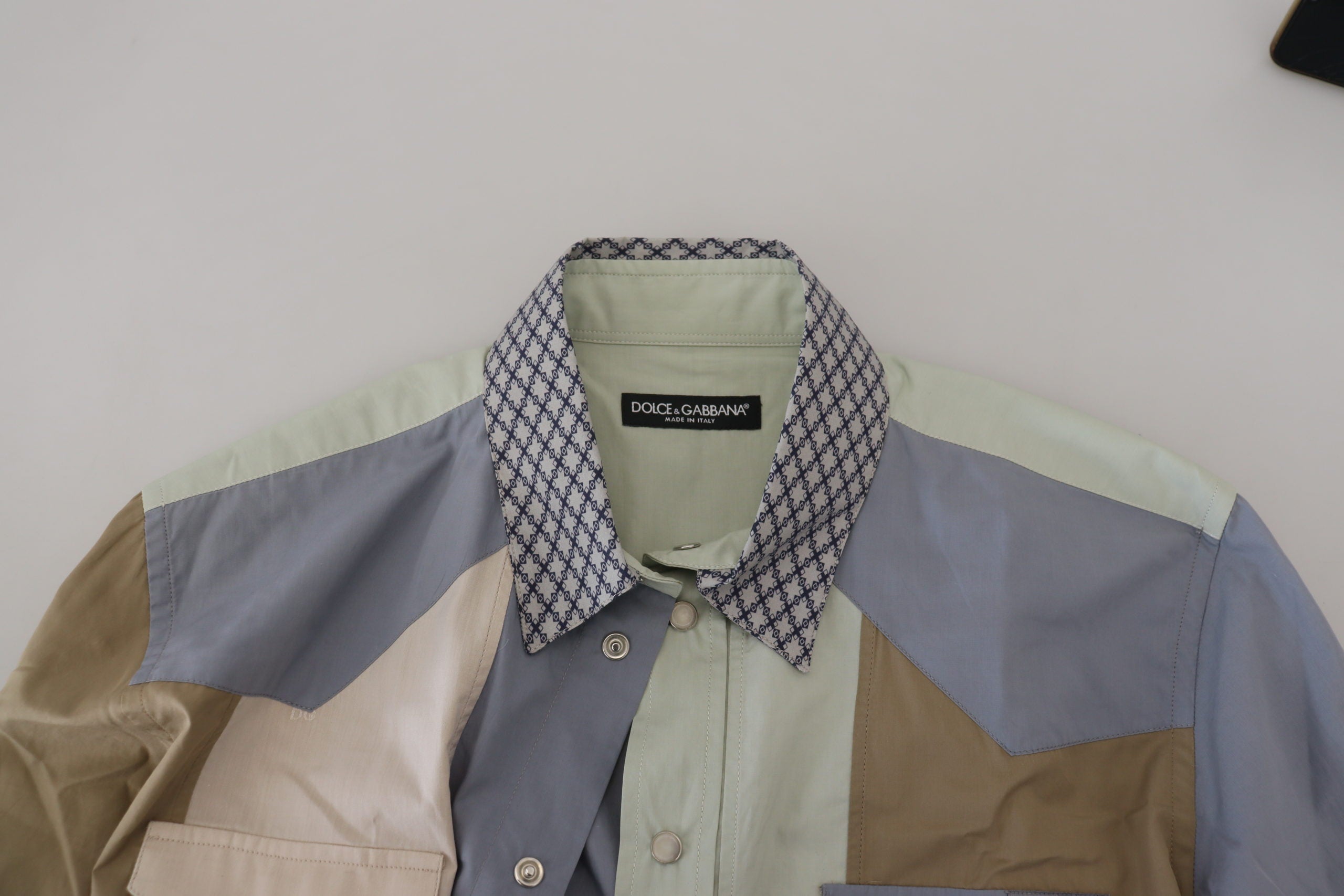 Dolce &amp; Gabbana Multicolor Cotton Patchwork Slim Shirt