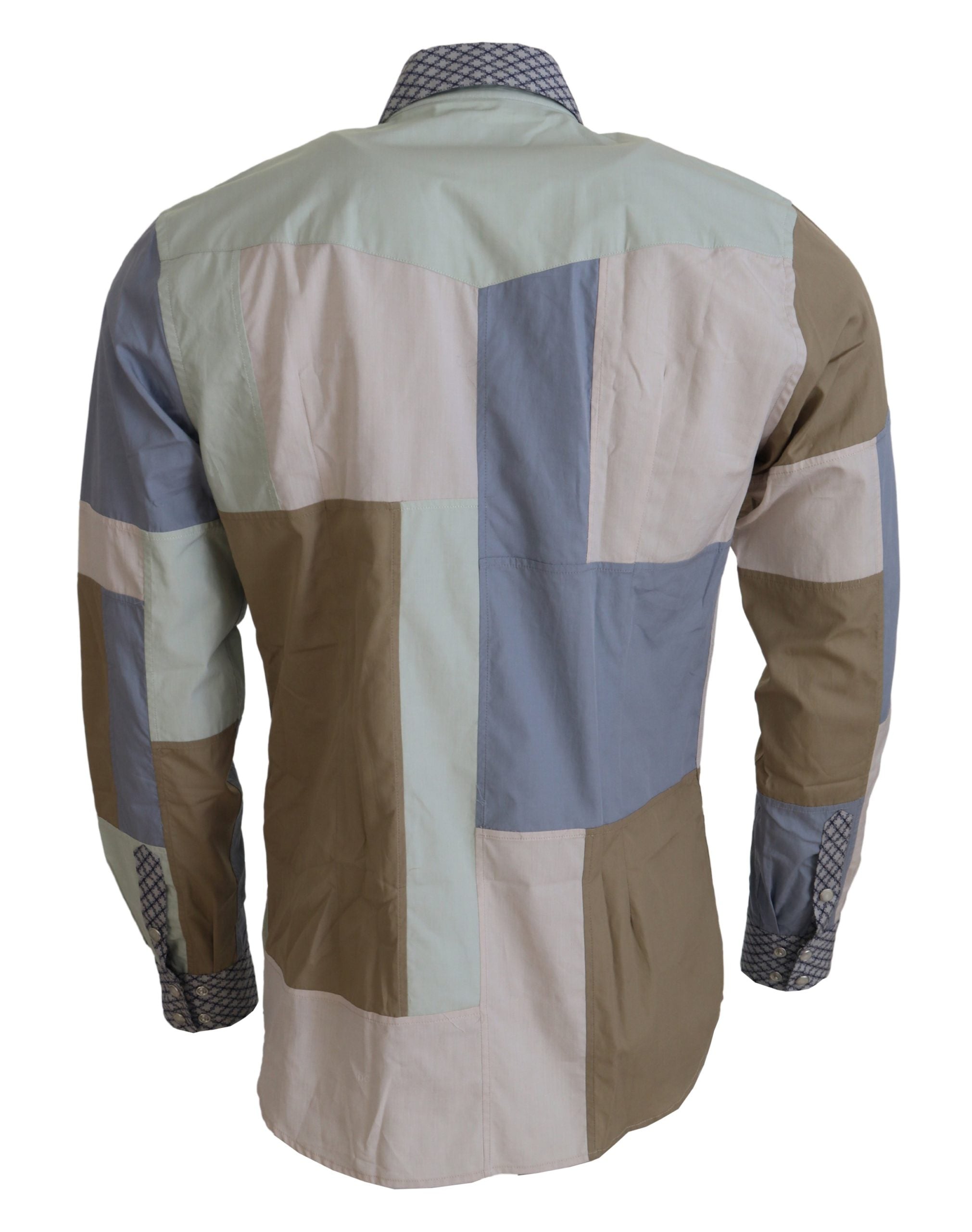 Dolce &amp; Gabbana Multicolor Cotton Patchwork Slim Shirt