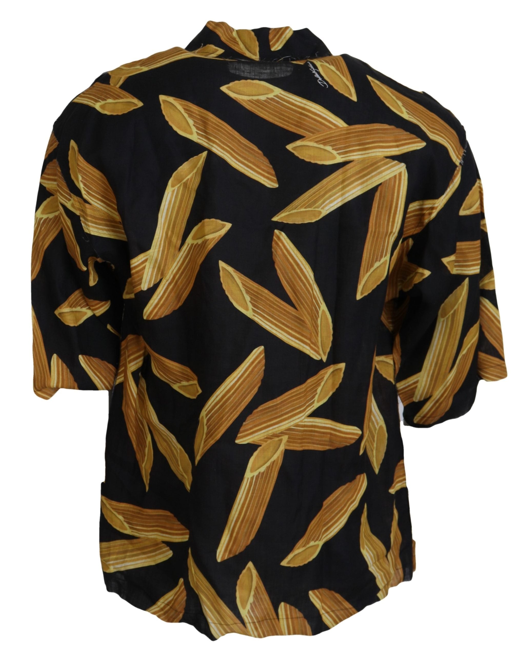 Dolce &amp; Gabbana Black Casual Penne Rigate Linen Casual Shirt