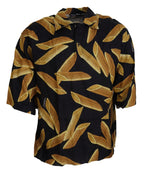 Dolce &amp; Gabbana Black Casual Penne Rigate Linen Casual Shirt