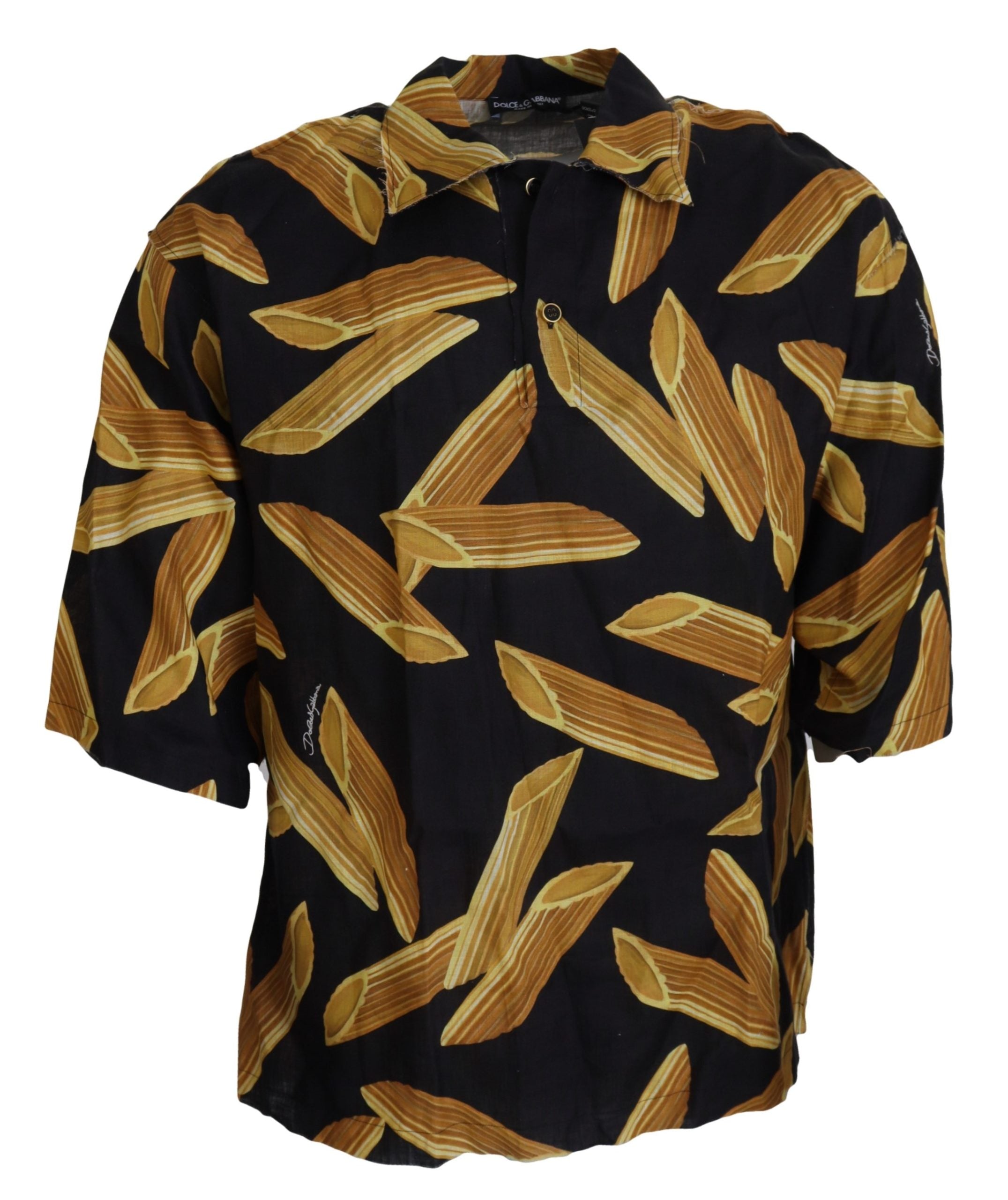 Dolce &amp; Gabbana Black Casual Penne Rigate Linen Casual Shirt