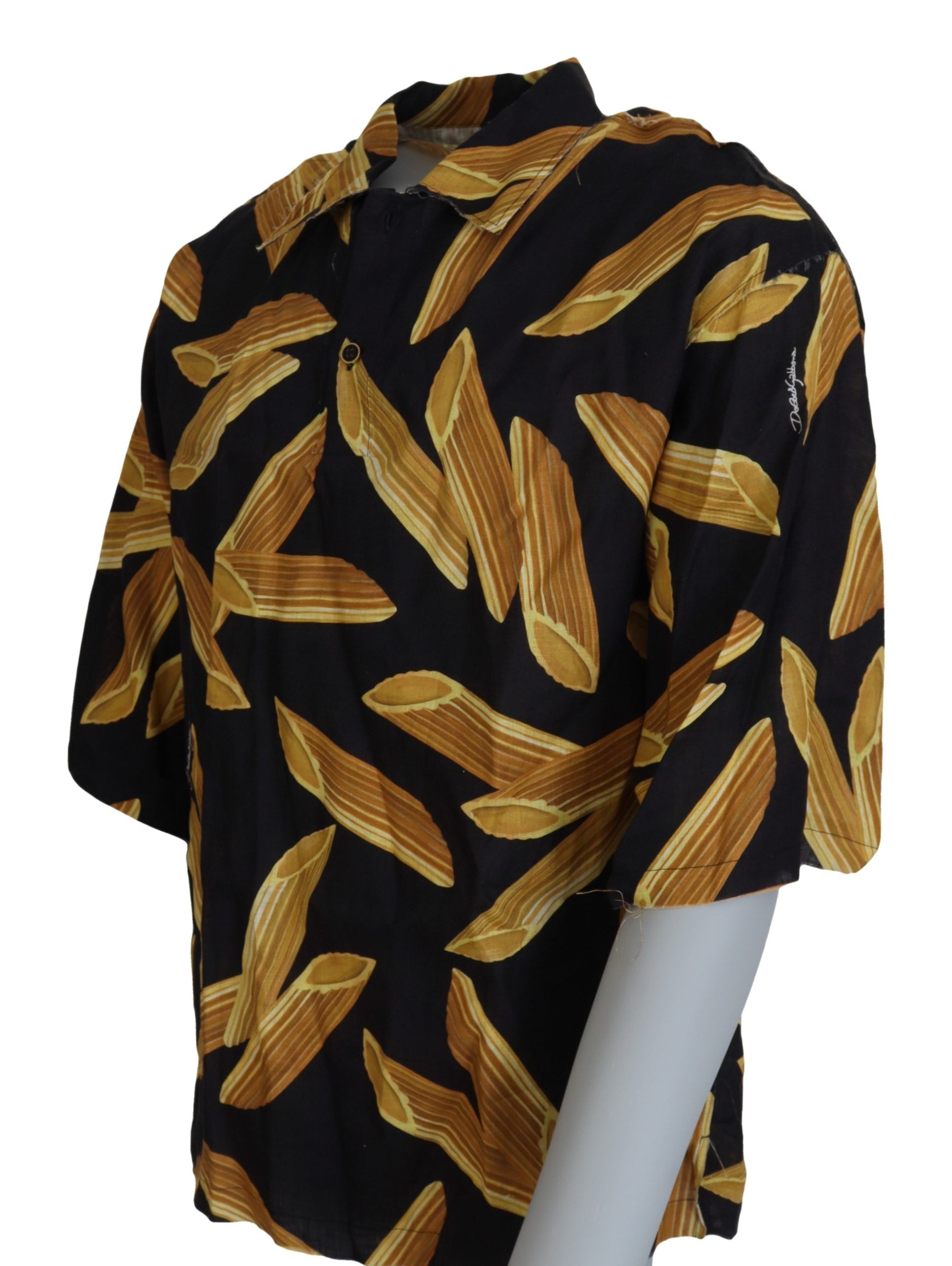 Dolce &amp; Gabbana Black Casual Penne Rigate Linen Casual Shirt