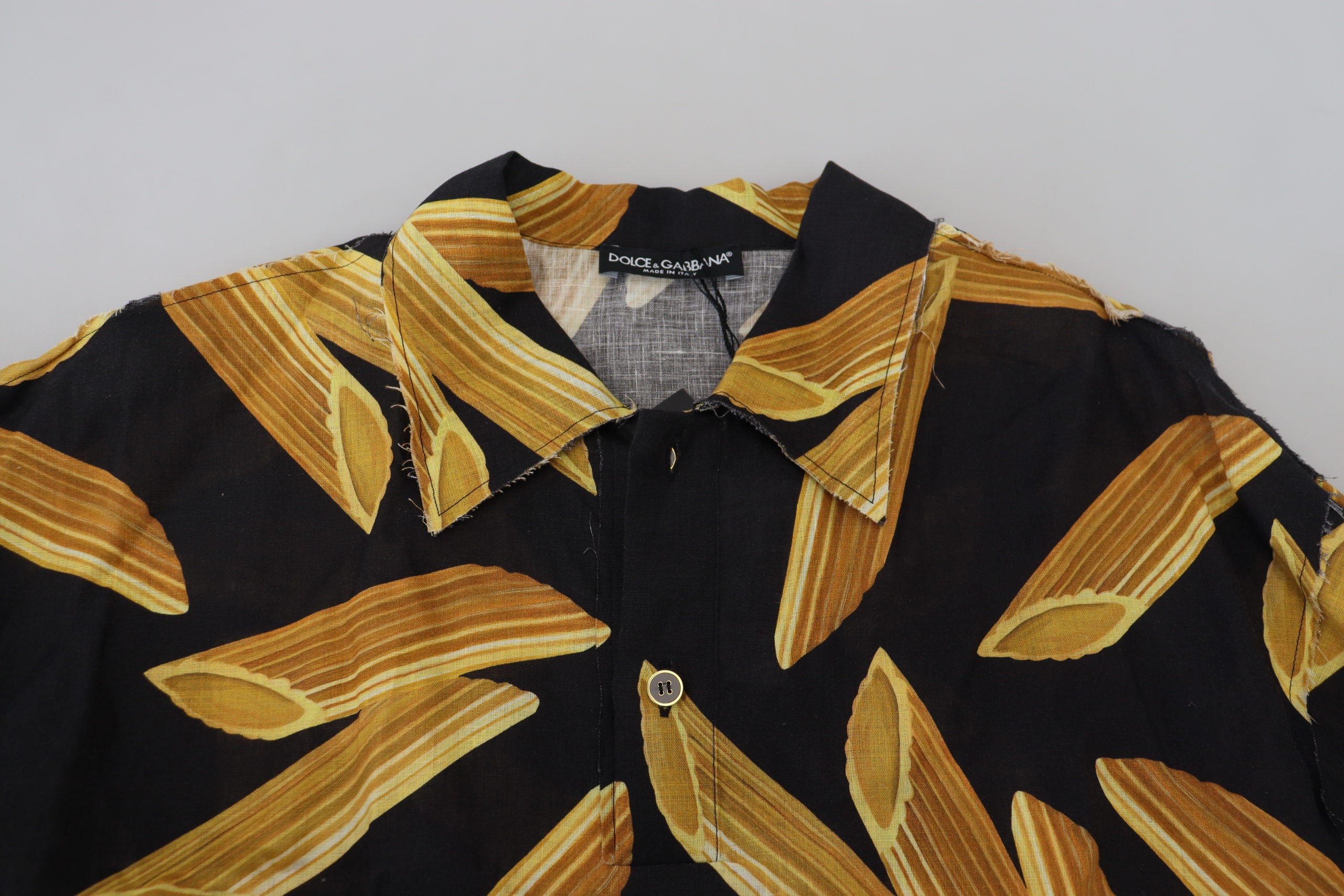 Dolce &amp; Gabbana Black Casual Penne Rigate Linen Casual Shirt