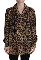 Dolce &amp; Gabbana Brown Leopard Print Long Sleeves Blouse Top