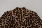Dolce &amp; Gabbana Brown Leopard Print Long Sleeves Blouse Top