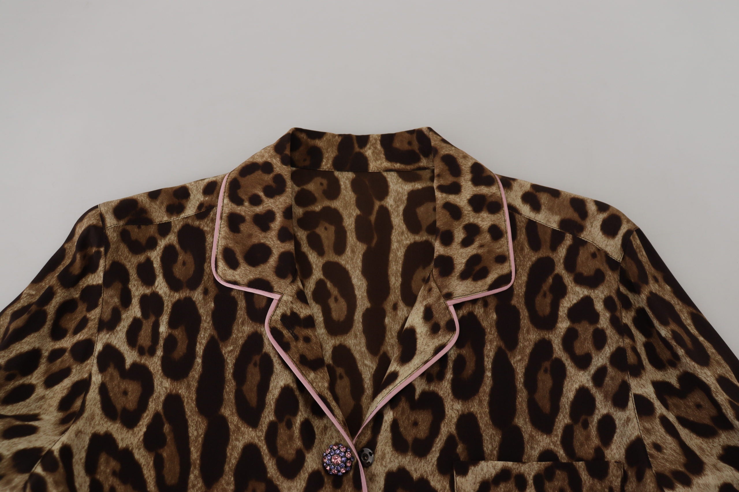 Dolce &amp; Gabbana Brown Leopard Print Long Sleeves Blouse Top