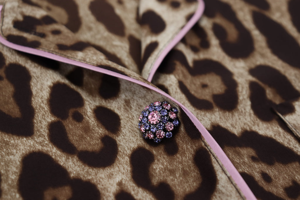 Dolce &amp; Gabbana Brown Leopard Print Long Sleeves Blouse Top