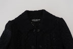 Dolce & Gabbana Black Wool Knitted Button Down Collar Jacket