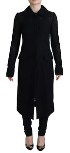 Dolce &amp; Gabbana Black Button Down Long Blazer Cotton Jacket