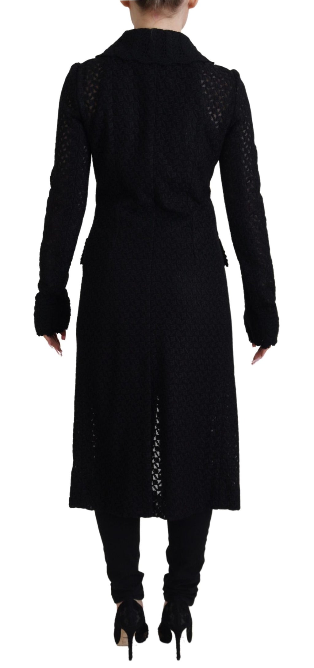 Dolce &amp; Gabbana Black Button Down Long Blazer Cotton Jacket