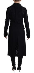 Dolce &amp; Gabbana Black Button Down Long Blazer Cotton Jacket