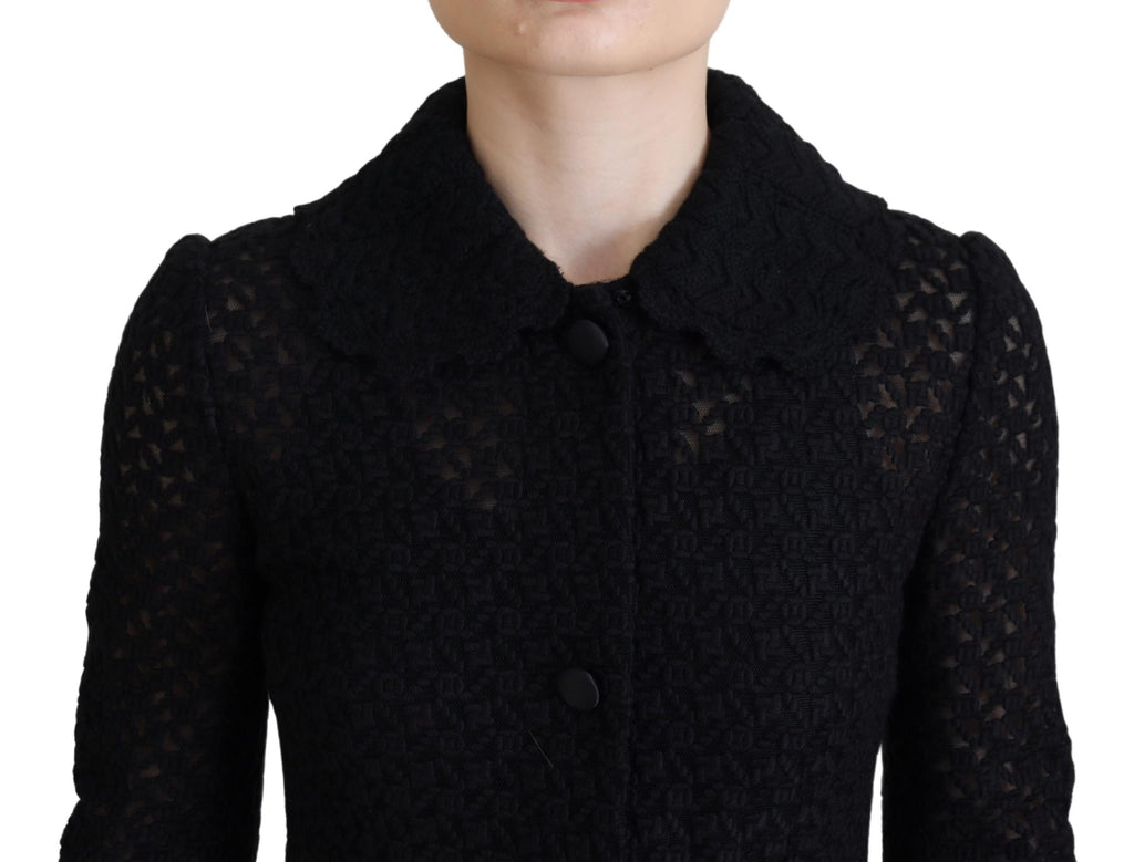 Dolce &amp; Gabbana Black Button Down Long Blazer Cotton Jacket