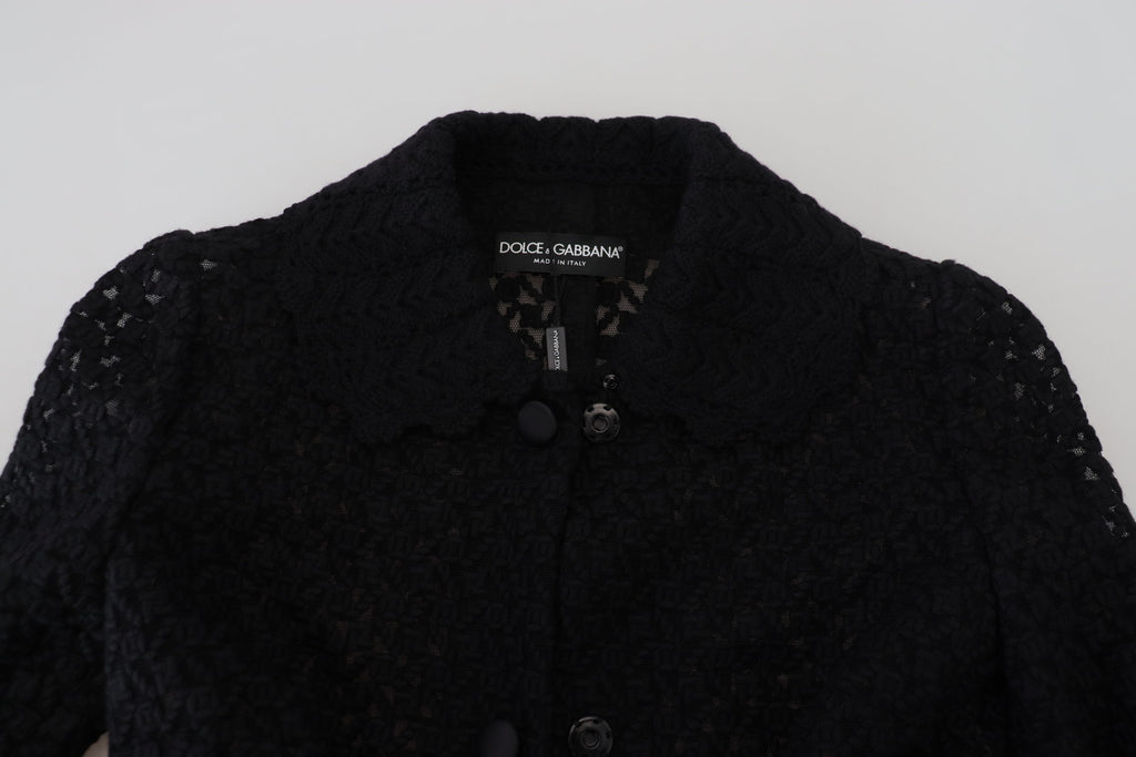 Dolce &amp; Gabbana Black Button Down Long Blazer Cotton Jacket