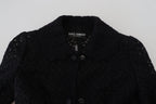 Dolce &amp; Gabbana Black Button Down Long Blazer Cotton Jacket