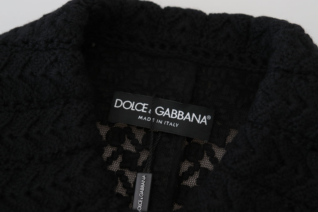 Dolce &amp; Gabbana Black Button Down Long Blazer Cotton Jacket