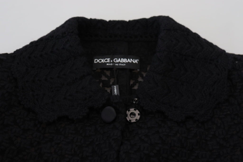 Dolce &amp; Gabbana Black Button Down Long Blazer Cotton Jacket