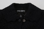 Dolce &amp; Gabbana Black Button Down Long Blazer Cotton Jacket