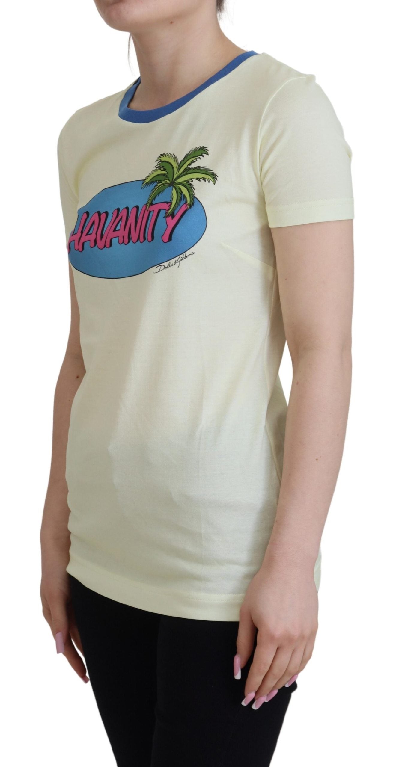 Dolce &amp; Gabbana Yellow Havanity Round Neck Tee Cotton T-shirt