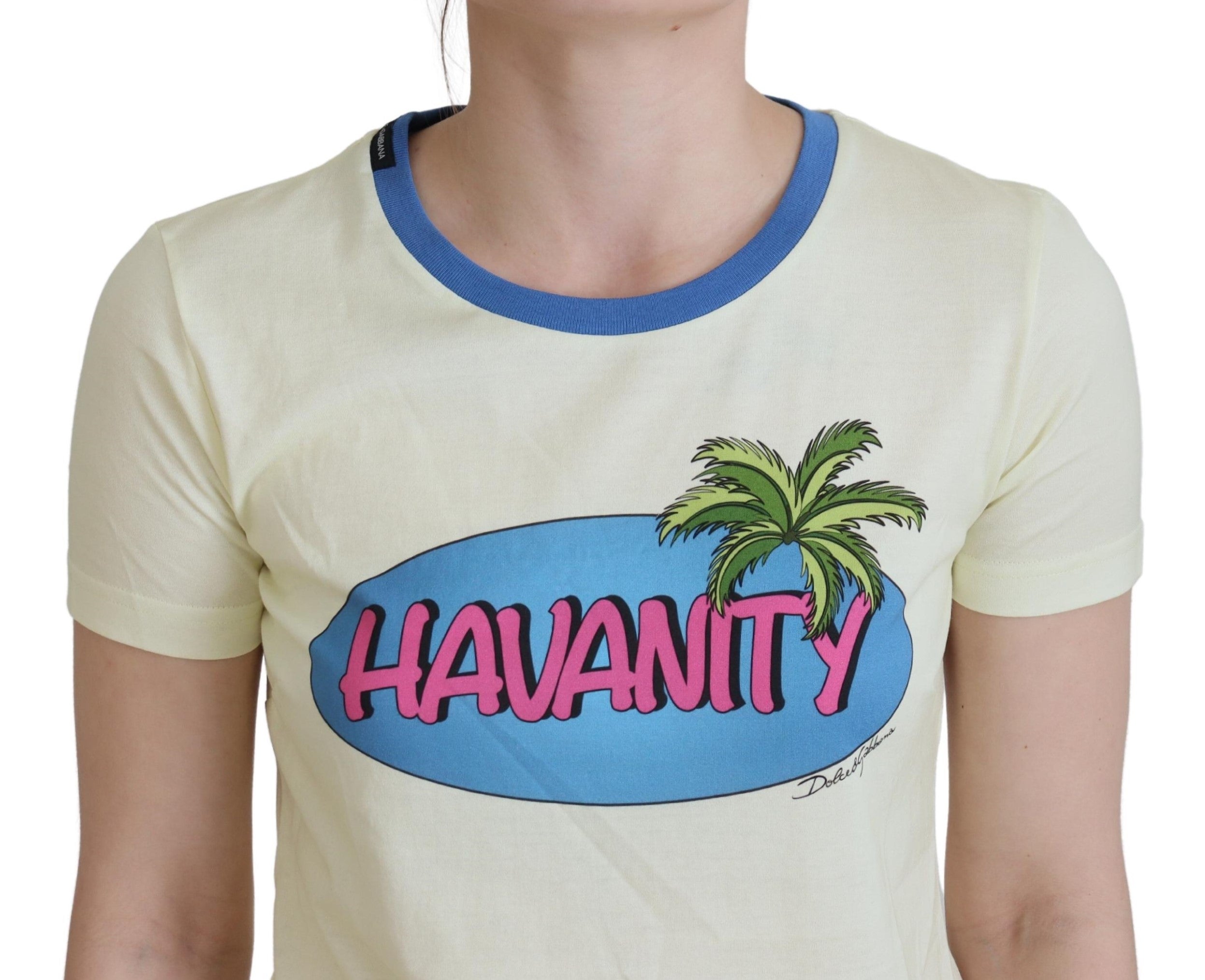 Dolce &amp; Gabbana Yellow Havanity Round Neck Tee Cotton T-shirt