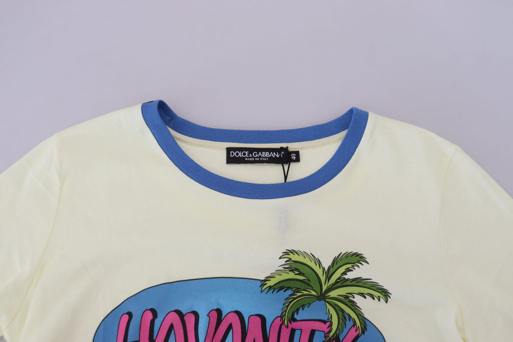 Dolce &amp; Gabbana Yellow Havanity Round Neck Tee Cotton T-shirt