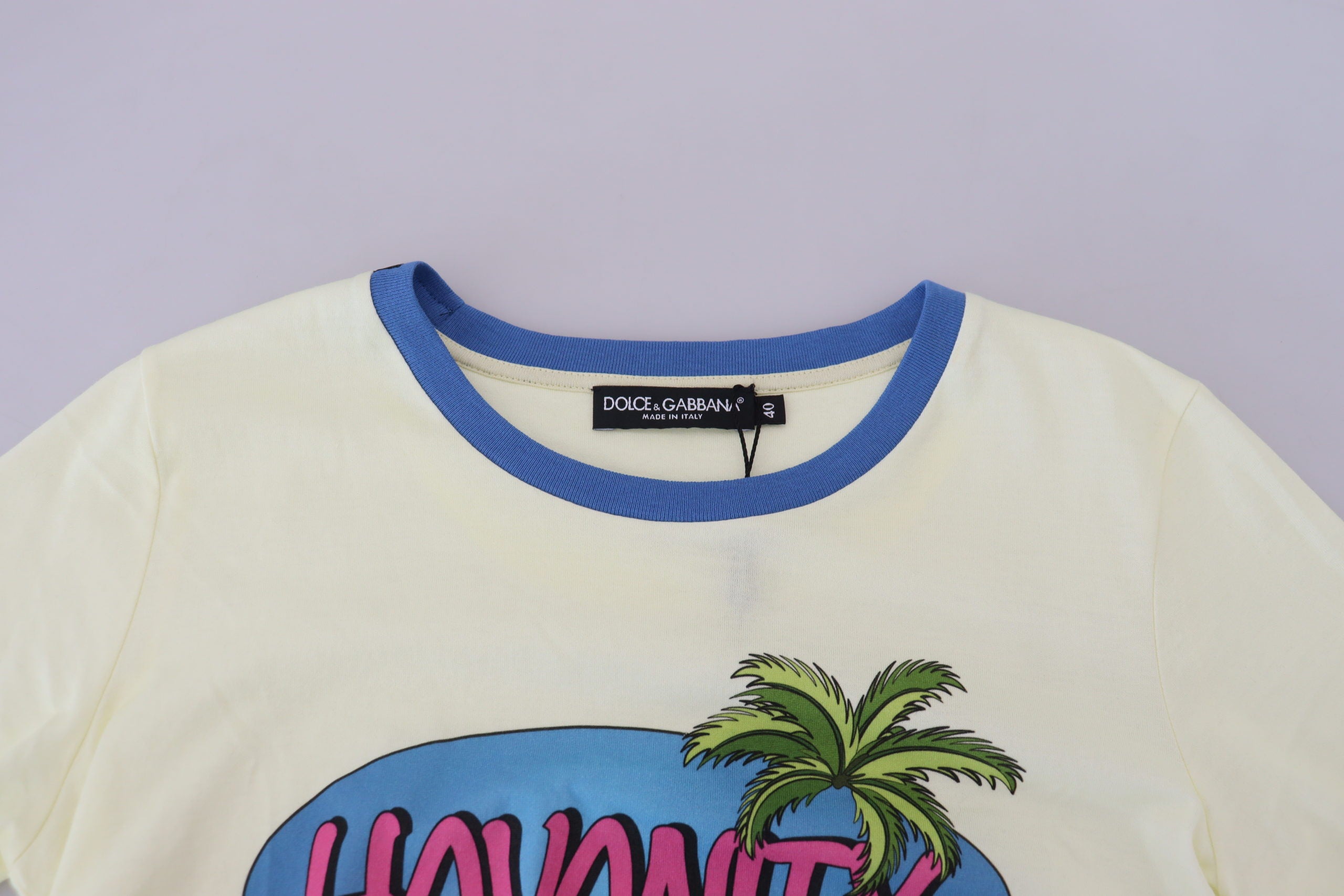 Dolce &amp; Gabbana Yellow Havanity Round Neck Tee Cotton T-shirt