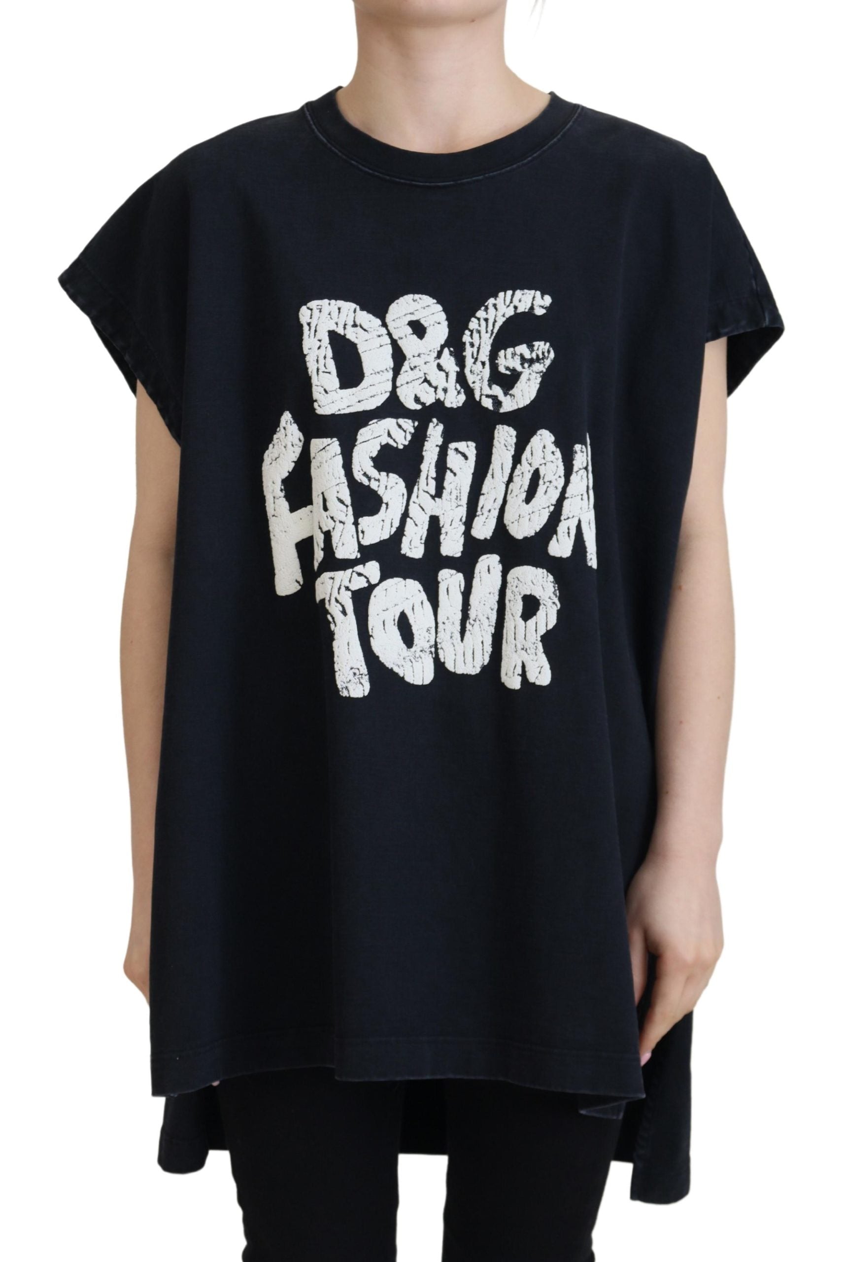 Dolce &amp; Gabbana Black D&amp;G Fashion Round Neck Cotton T-shirt