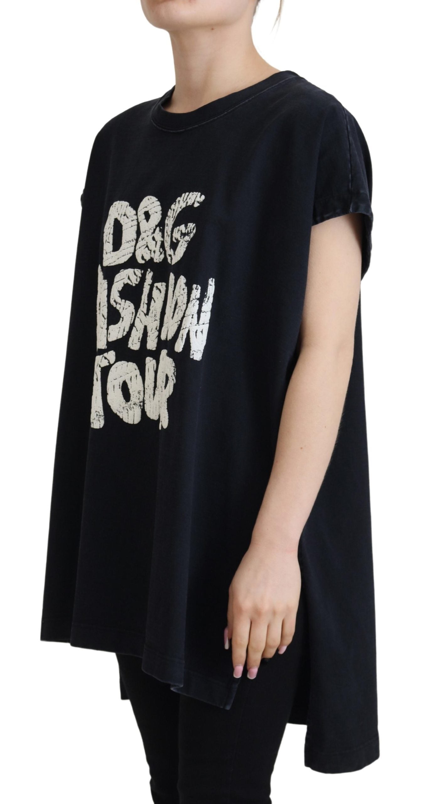 Dolce &amp; Gabbana Black D&amp;G Fashion Round Neck Cotton T-shirt