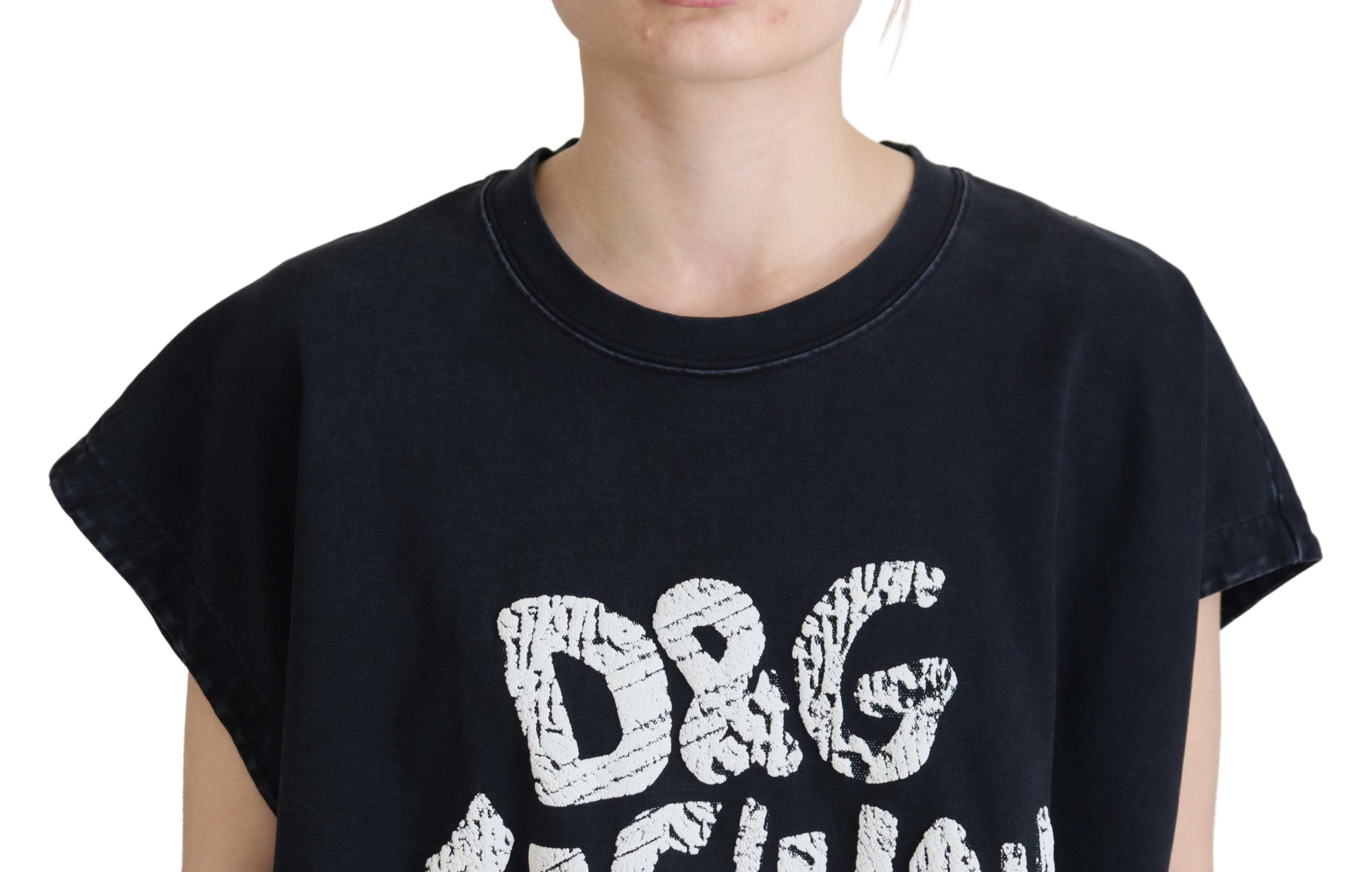 Dolce &amp; Gabbana Black D&amp;G Fashion Round Neck Cotton T-shirt