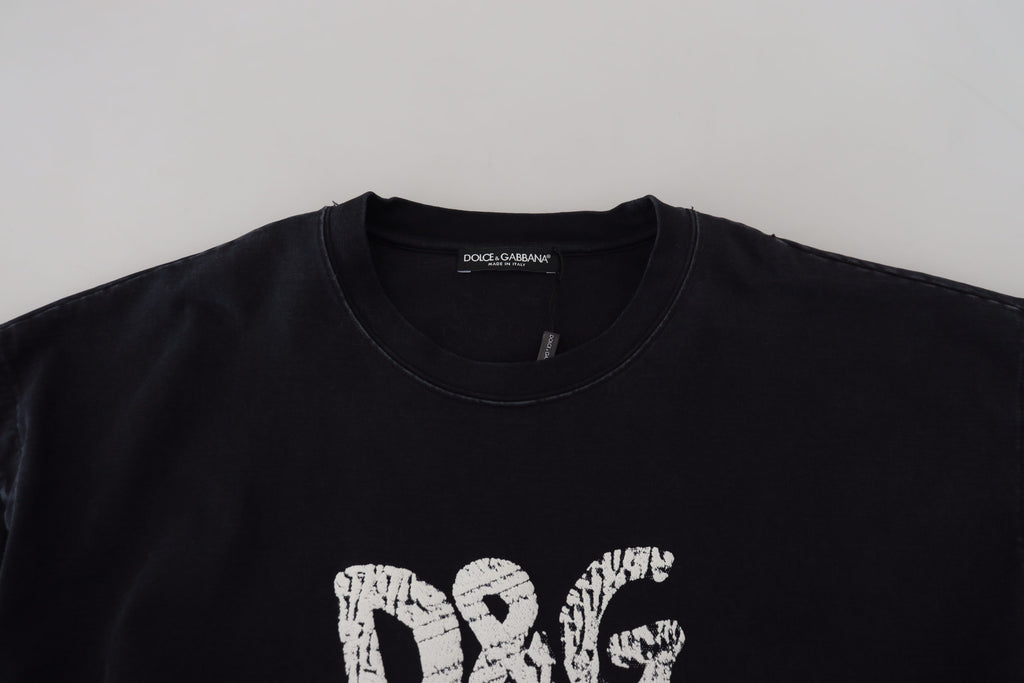 Dolce &amp; Gabbana Black D&amp;G Fashion Round Neck Cotton T-shirt