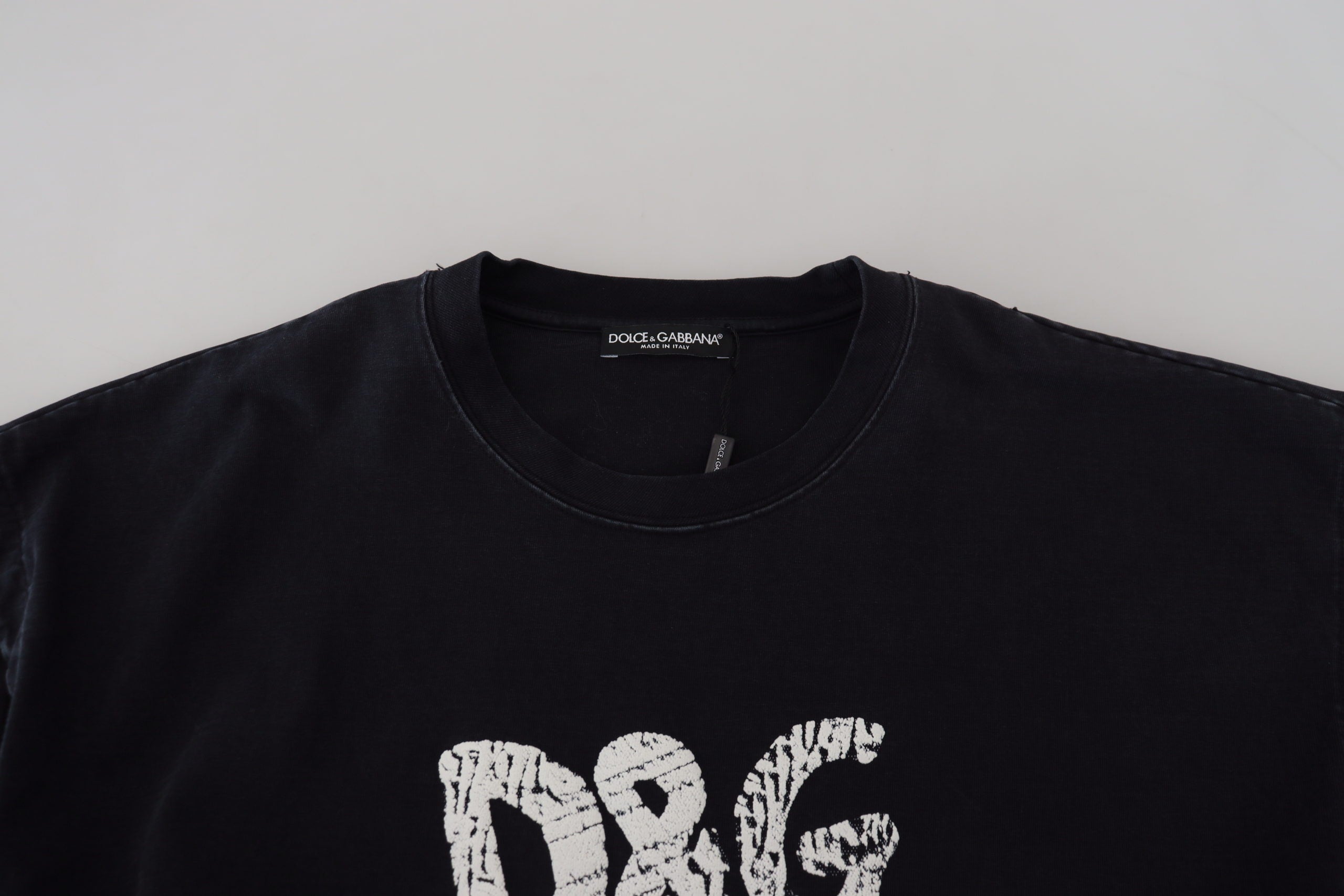 Dolce &amp; Gabbana Black D&amp;G Fashion Round Neck Cotton T-shirt