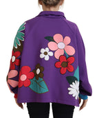 Dolce &amp; Gabbana Purple Floral Print Pullover Cotton Sweater