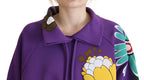 Dolce &amp; Gabbana Purple Floral Print Pullover Cotton Sweater