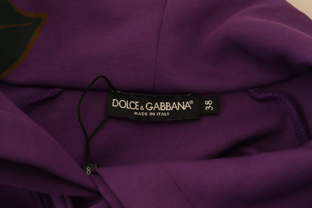 Dolce &amp; Gabbana Purple Floral Print Pullover Cotton Sweater