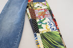 Dolce &amp; Gabbana Blue Jacquard Majolica High Waist Jeans