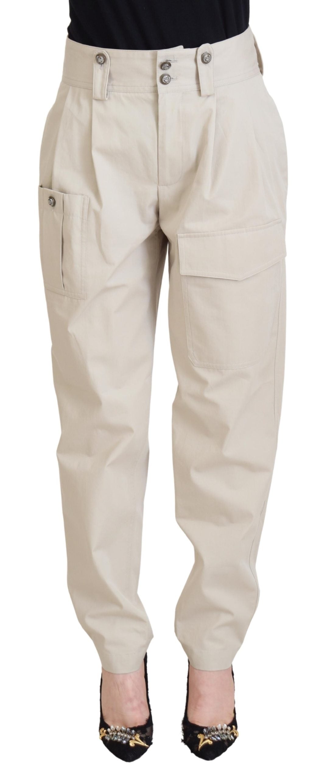 Dolce &amp; Gabbana Beige High Waist Women Pants