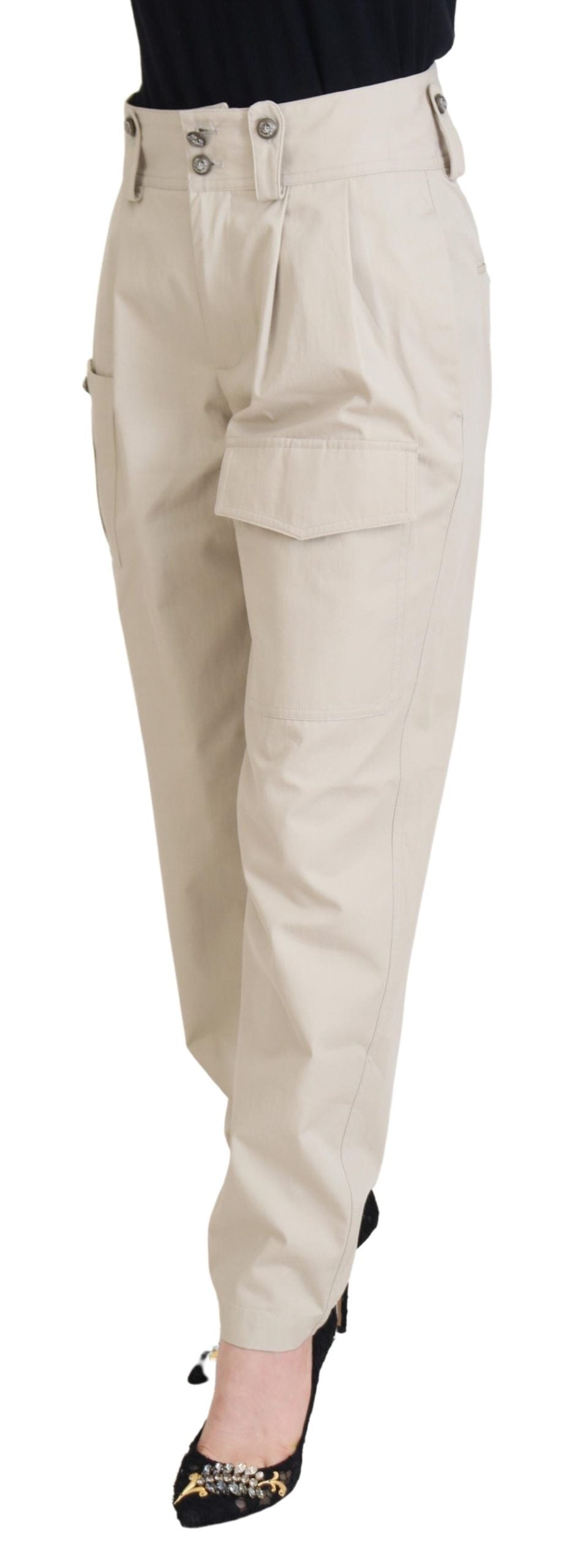 Dolce &amp; Gabbana Beige High Waist Women Pants