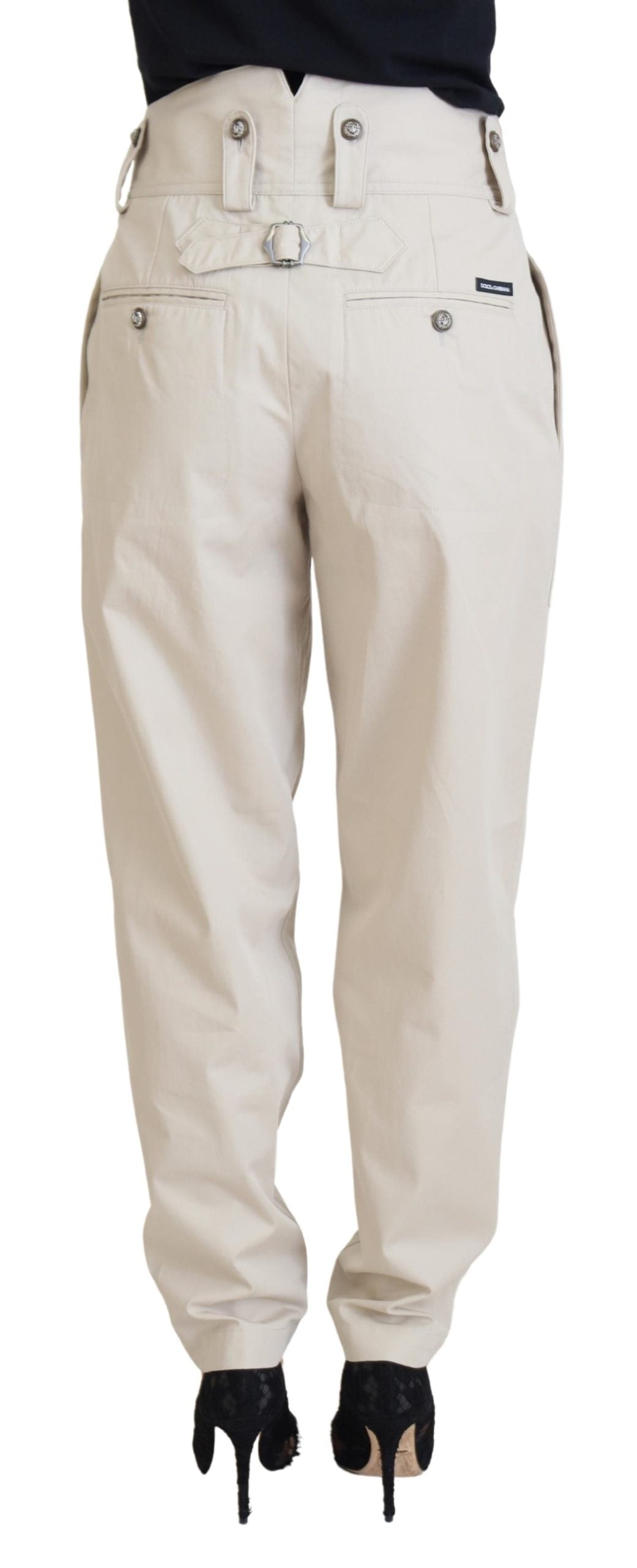 Dolce &amp; Gabbana Beige High Waist Women Pants