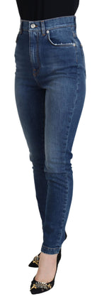 Dolce &amp; Gabbana Blue Cotton High Waist Skinny Denim Jeans