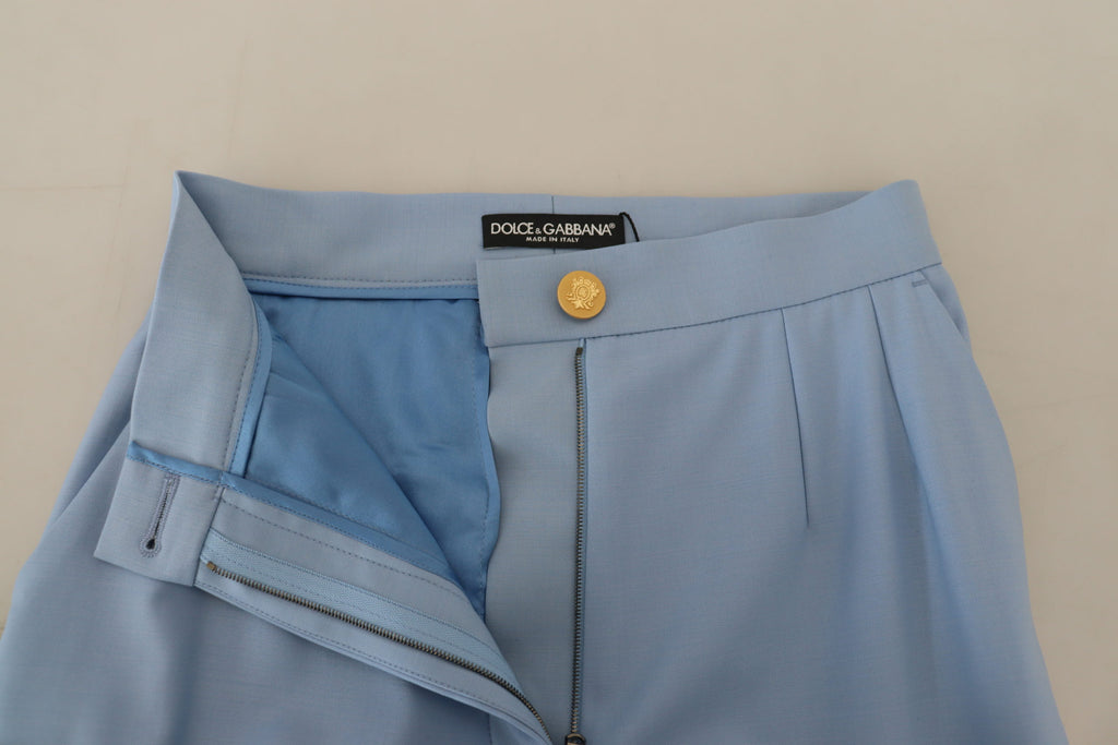 Dolce &amp; Gabbana Light Blue Button Wide Leg Pants
