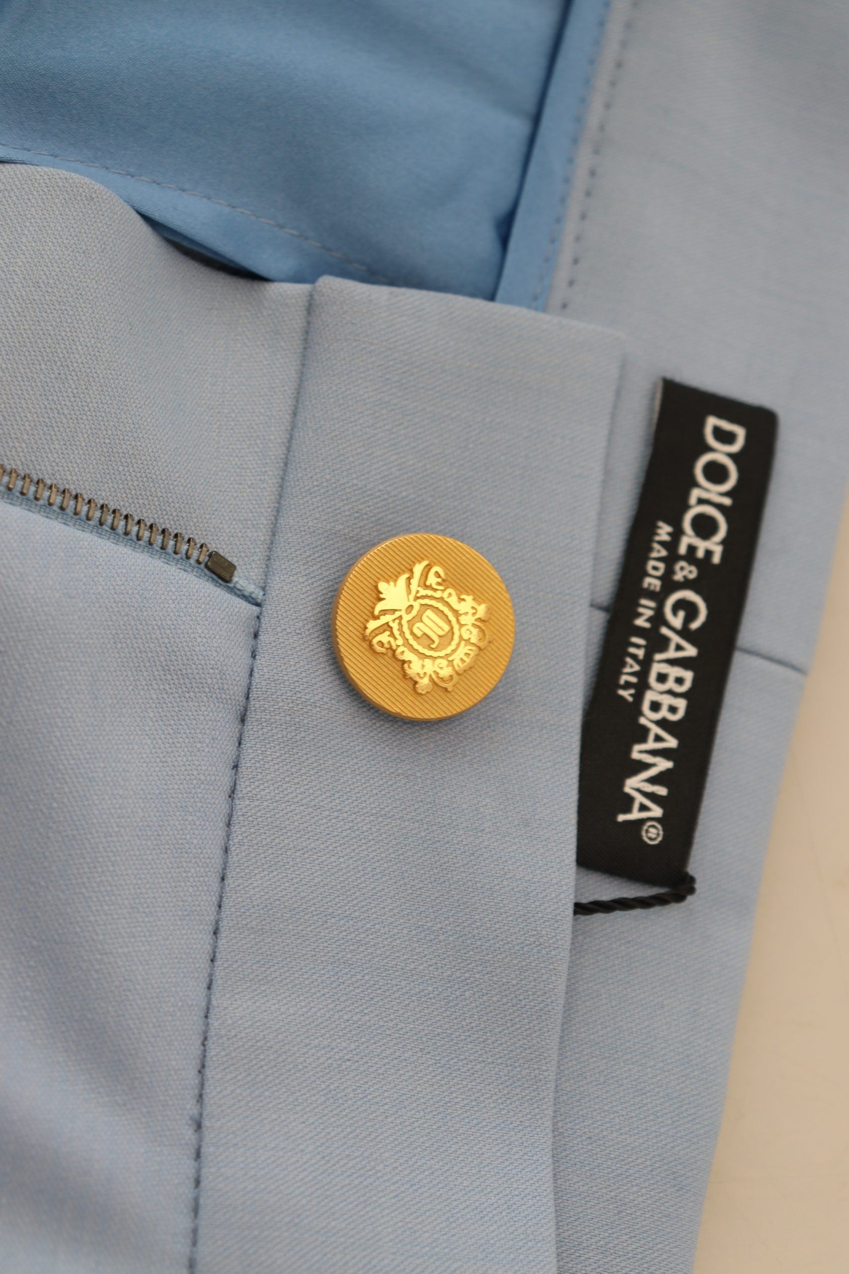Dolce &amp; Gabbana Light Blue Button Wide Leg Pants