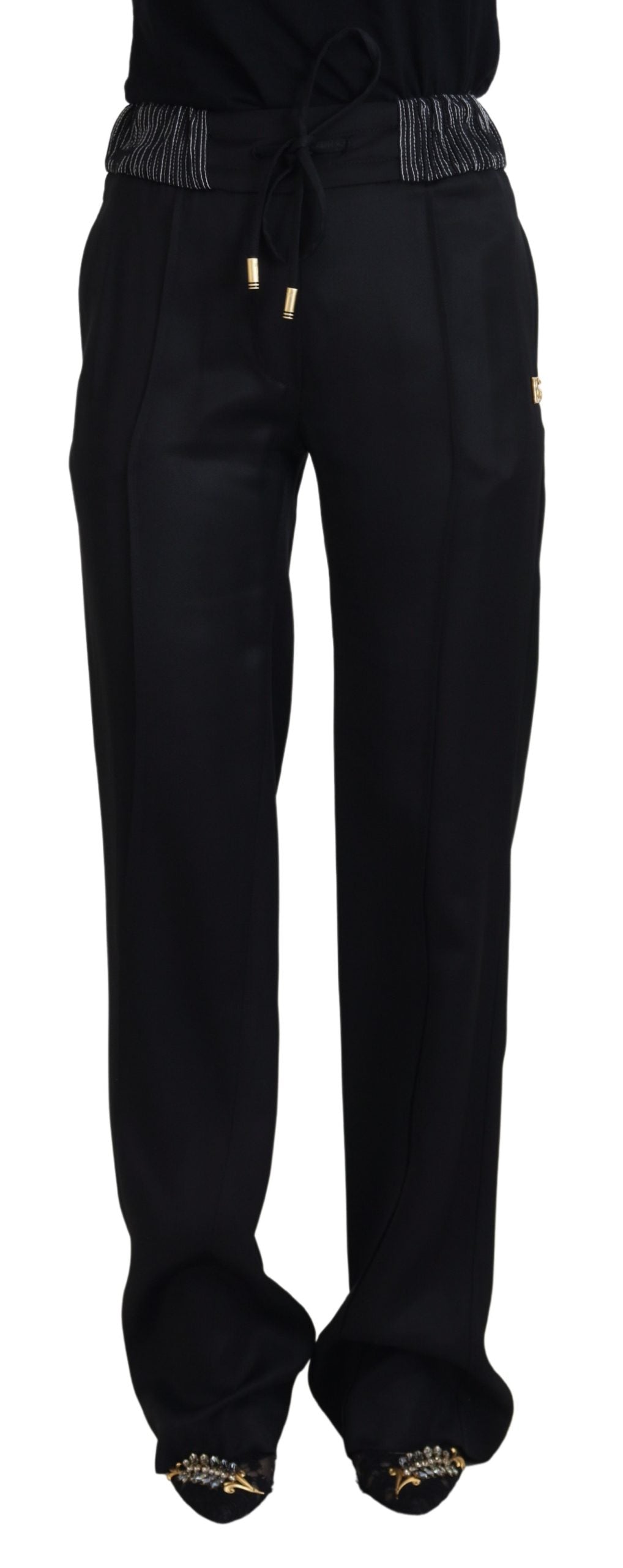 Dolce &amp; Gabbana Black Straight Fit Cotton Pants
