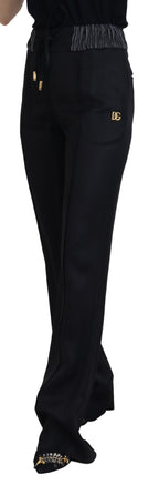 Dolce &amp; Gabbana Black Straight Fit Cotton Pants
