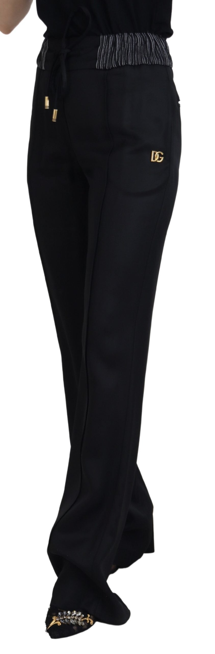 Dolce &amp; Gabbana Black Straight Fit Cotton Pants